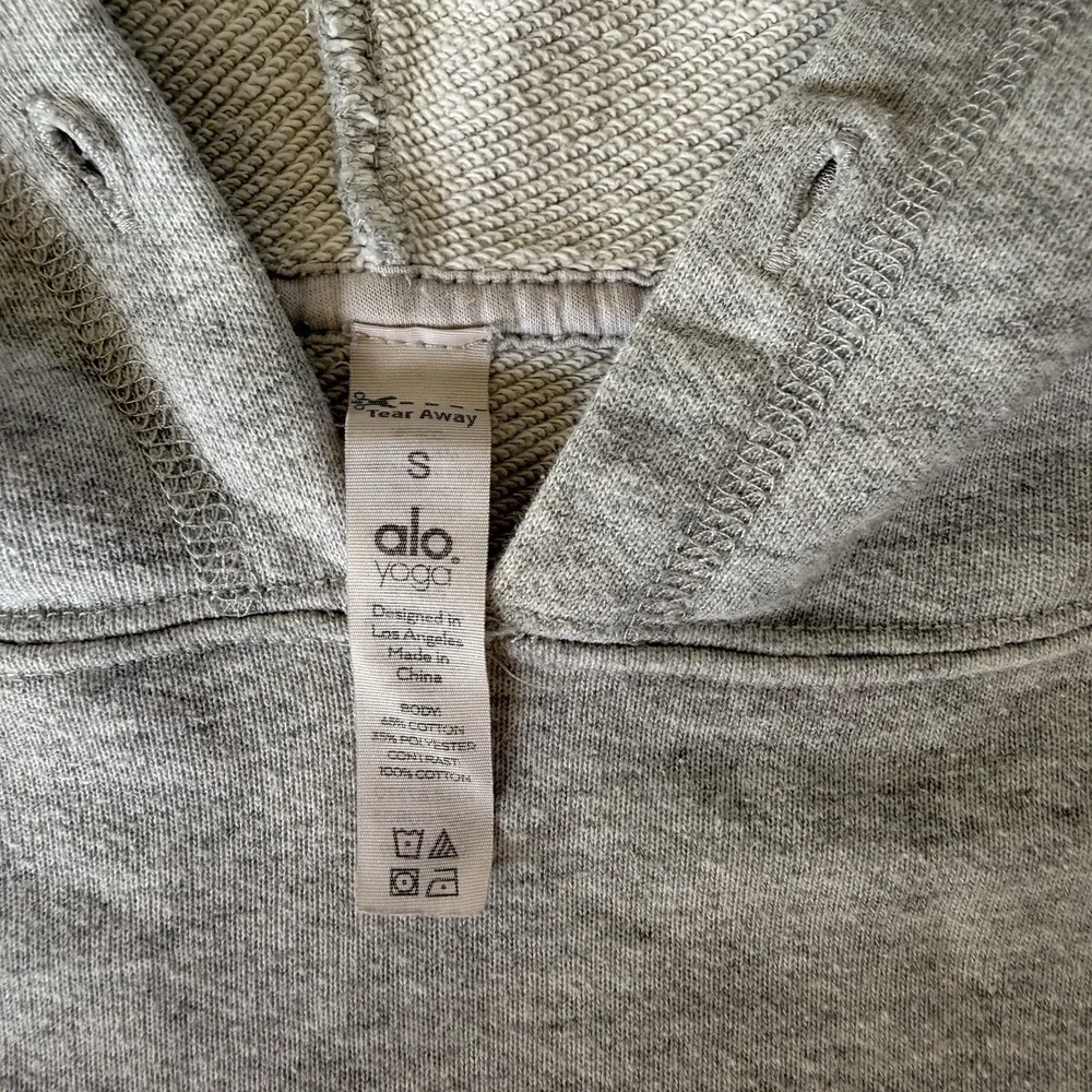 Alo Yoga Cropped Hoodie Womens S Gray Sweatshirt Pullover Yoga Gym Athletic